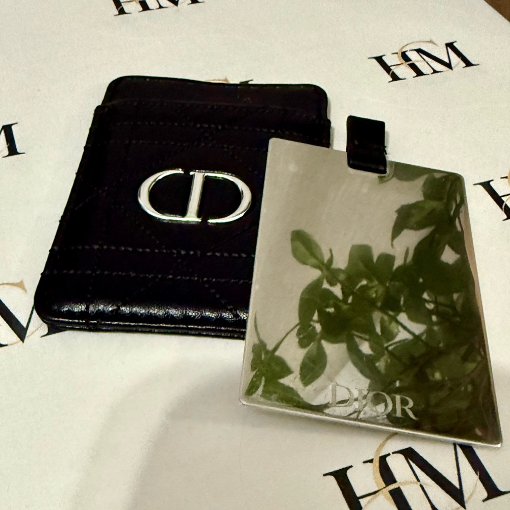 Christian Dior GWP Silver Tone Logo Accent Mirror / Phone Wallet